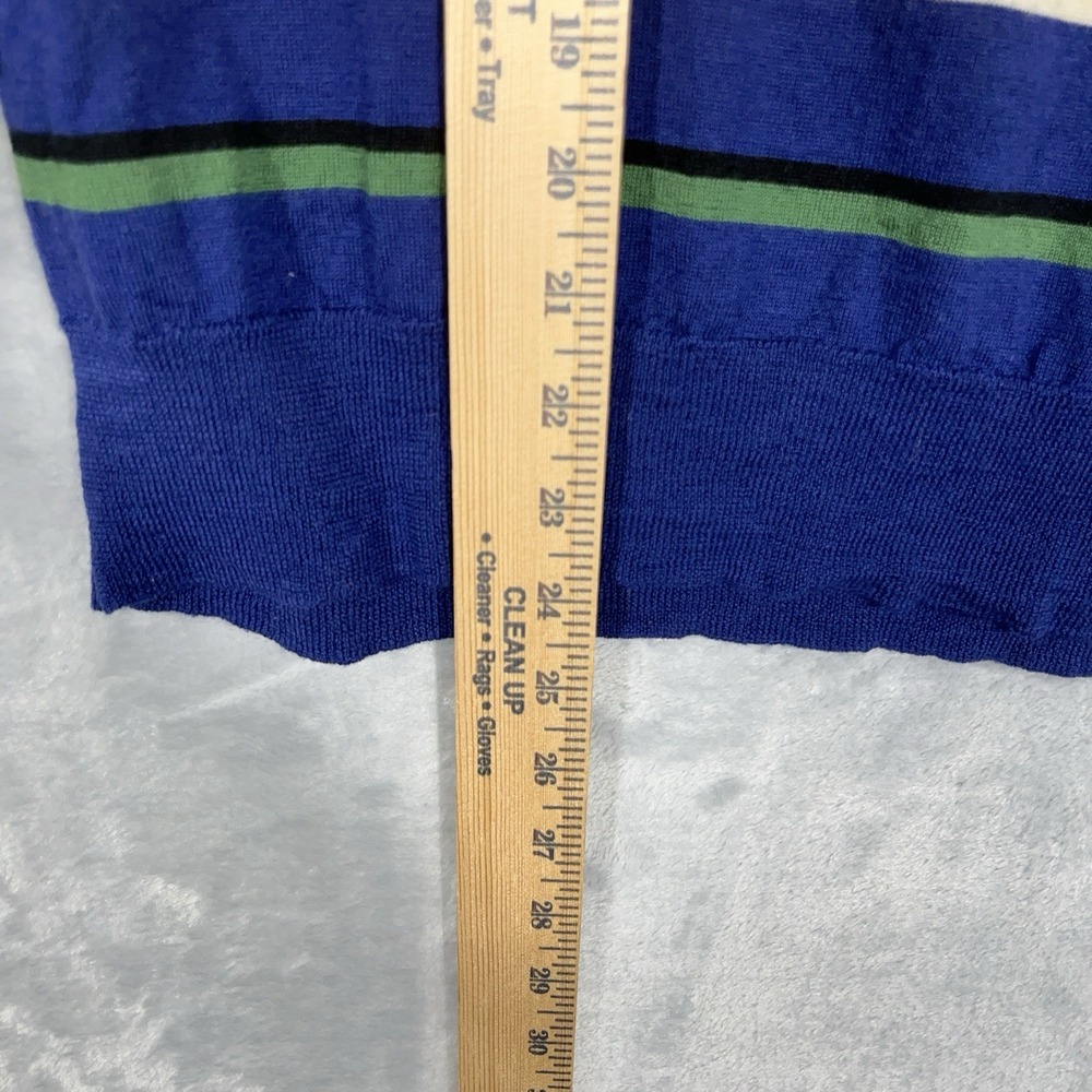 J Crew Tippi Sweater Womens Small Blue Striped Merino Wool 3/4 Sleeve Preppy - Picture 5 of 9